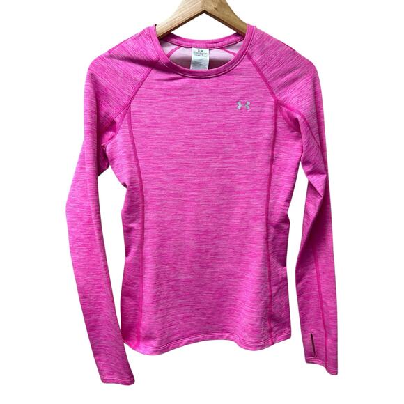 Under Armour ColdGear Top Small Pink Long Sleeve‎ Crew Neck Thumb Holes - Picture 1 of 7